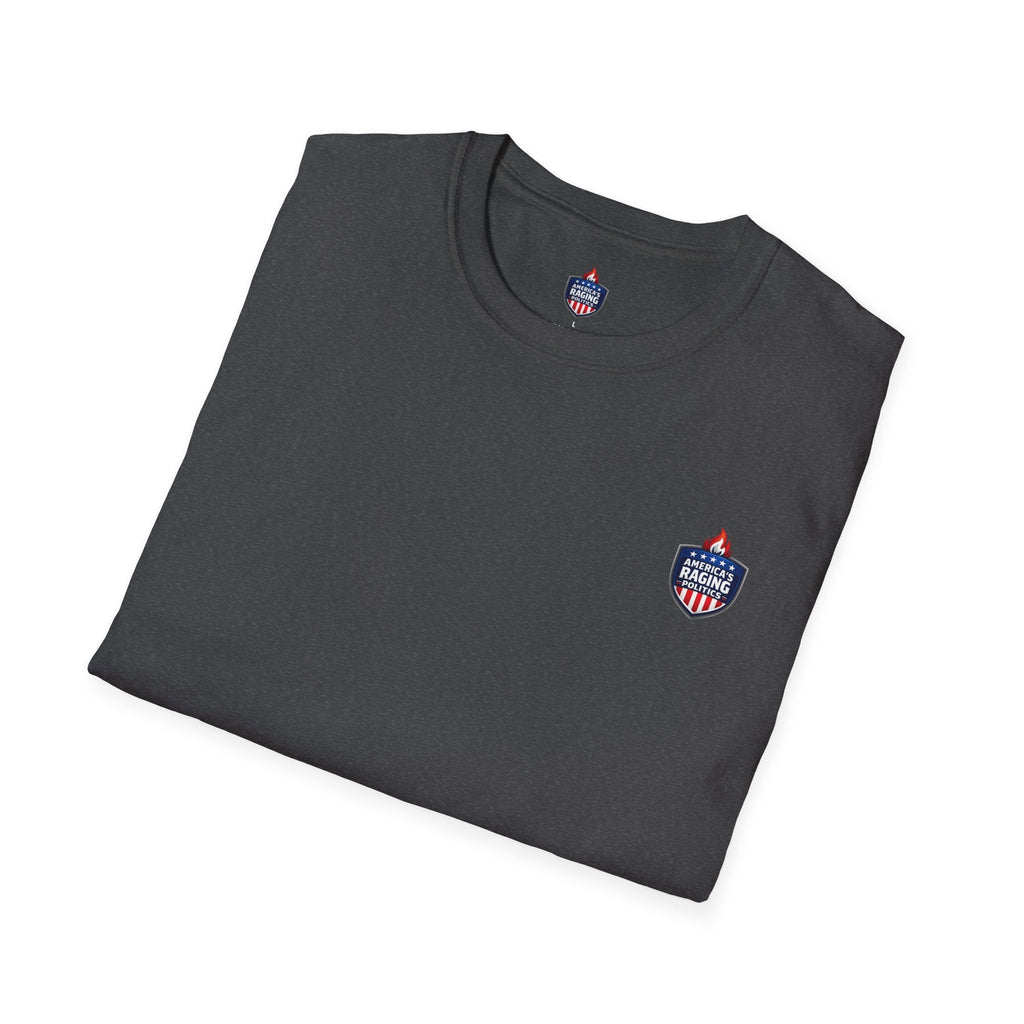 Flip - Flop Factory Graphic T-Shirt — Funny Political Satire Back Print - Americas RAGING Politics