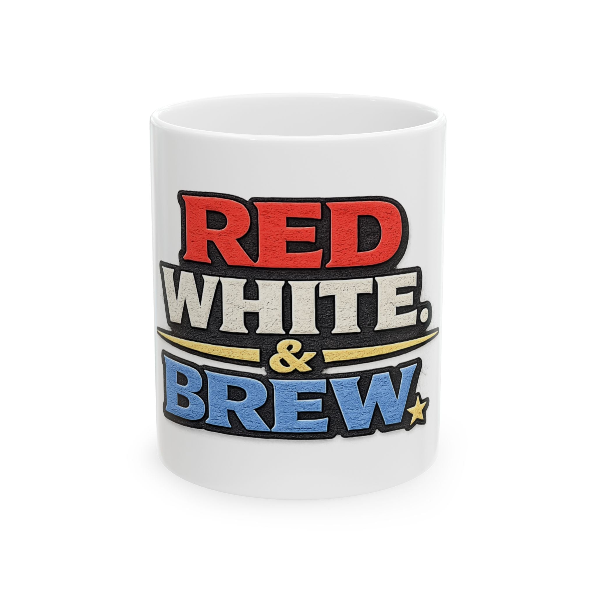 Red, White & Brew Ceramic Mug — Patriotic 11oz/15oz Coffee Cup - Americas RAGING Politics