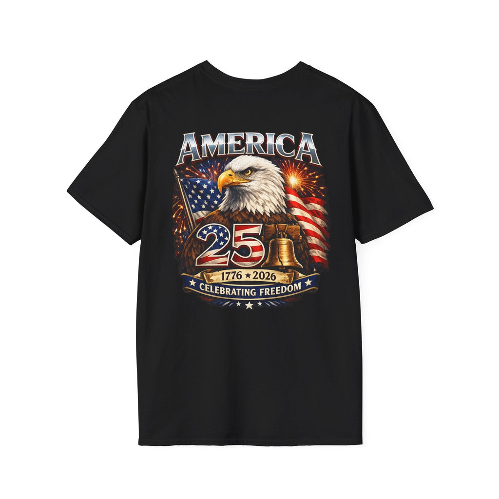 Patriotic Raging USA Shield T-Shirt — Small Chest Emblem, Fourth of July Tee - Americas RAGING Politics