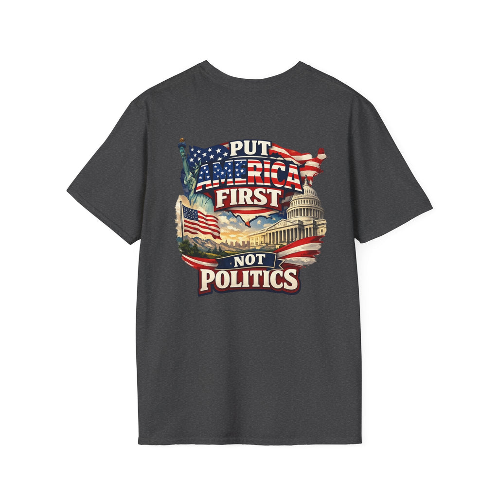 Put America First Not Politics T-Shirt — Patriotic USA Flag Graphic Tee - Americas RAGING Politics
