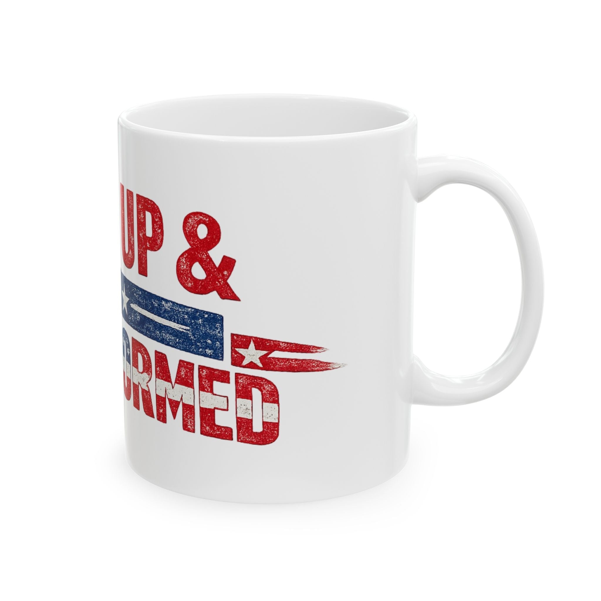 Wake Up & Stay Informed Ceramic Mug — Patriotic News Awareness Coffee Cup (11oz/15oz) - Americas RAGING Politics
