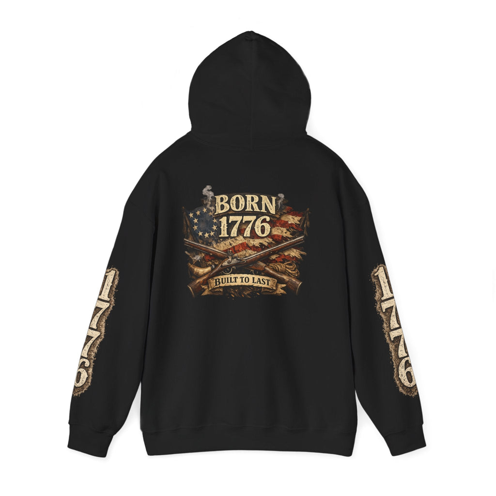 1776 Patriotic Hoodie – "Born 1776" American Flag Design - Americas RAGING Politics