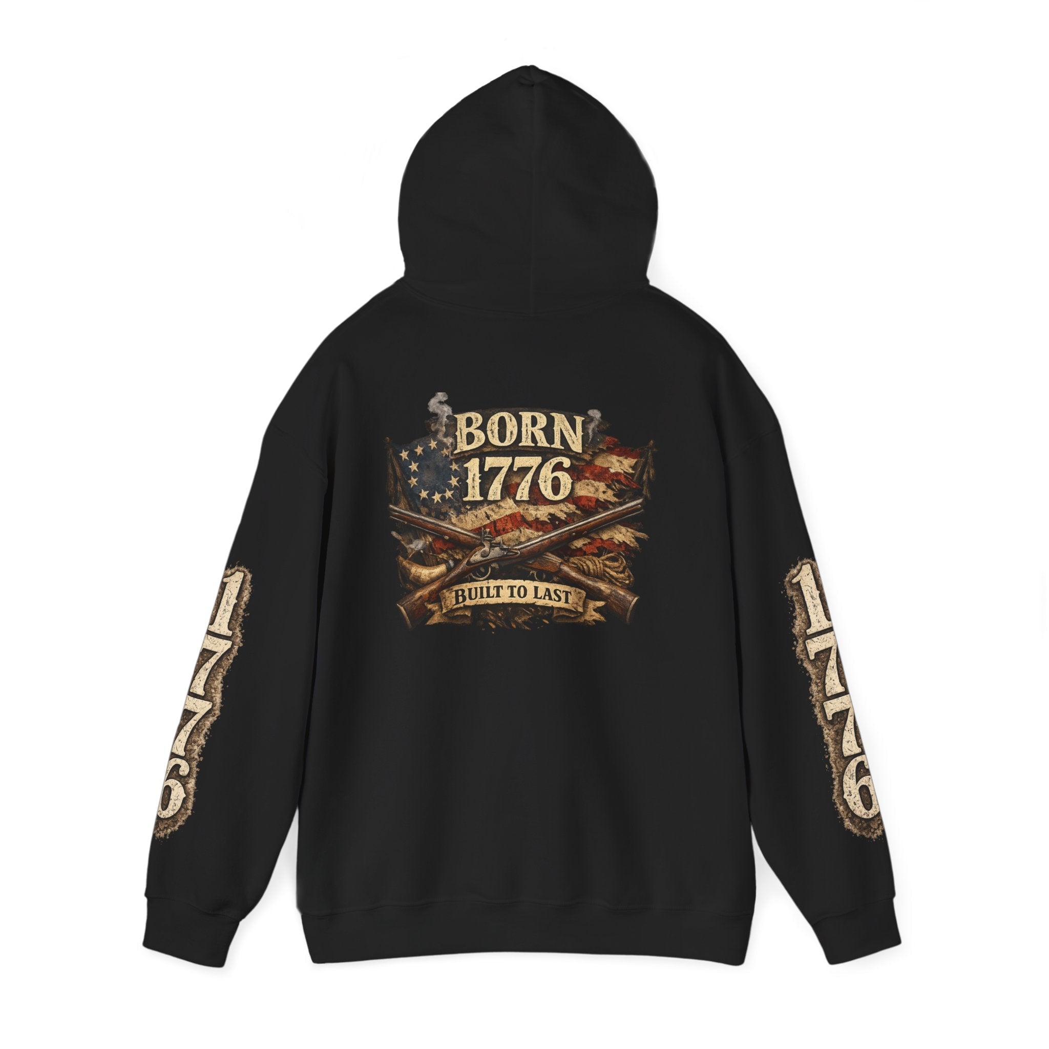 1776 Patriotic Hoodie – "Born 1776" American Flag Design - Americas RAGING Politics
