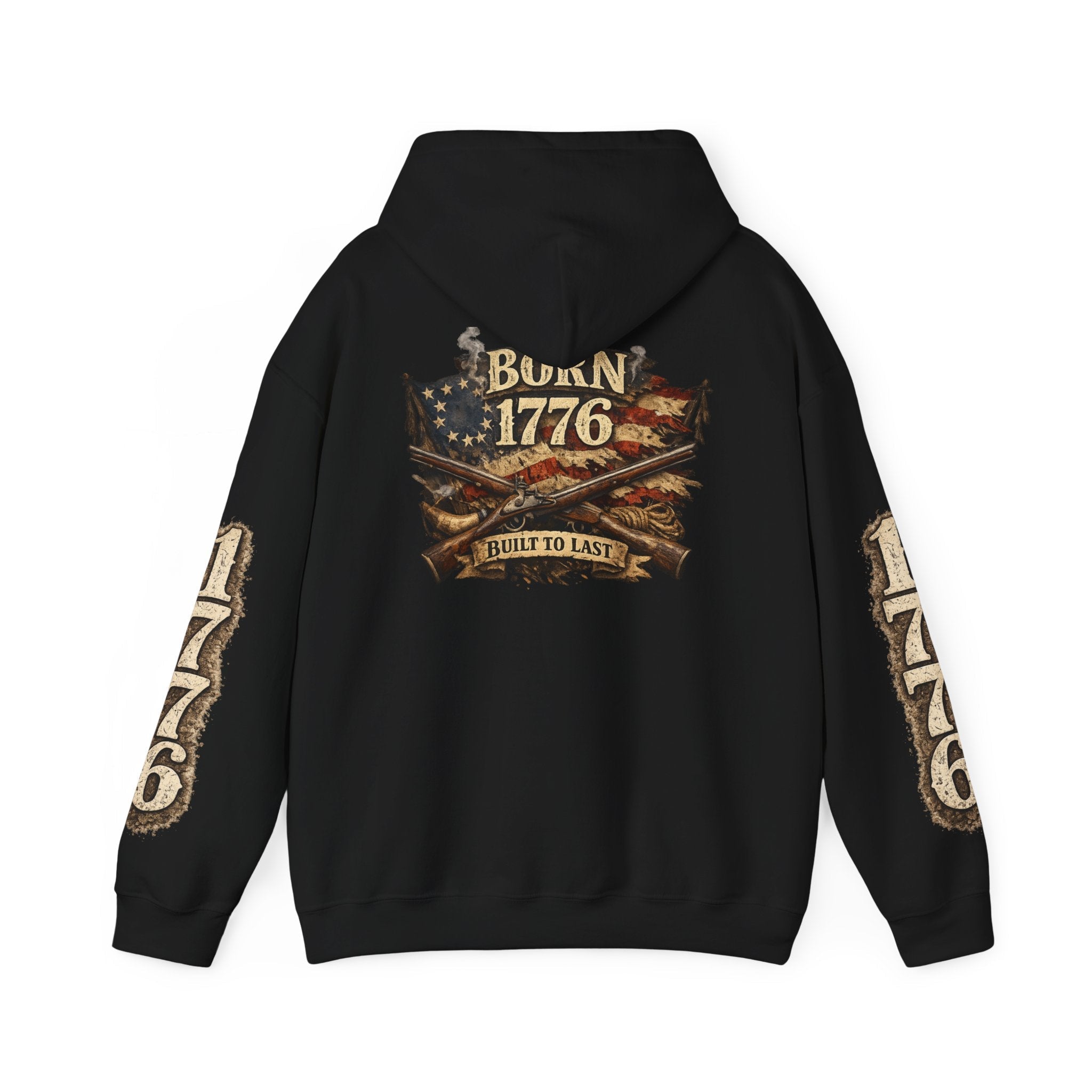 1776 Patriotic Hoodie – "Born 1776" American Flag Design - Americas RAGING Politics
