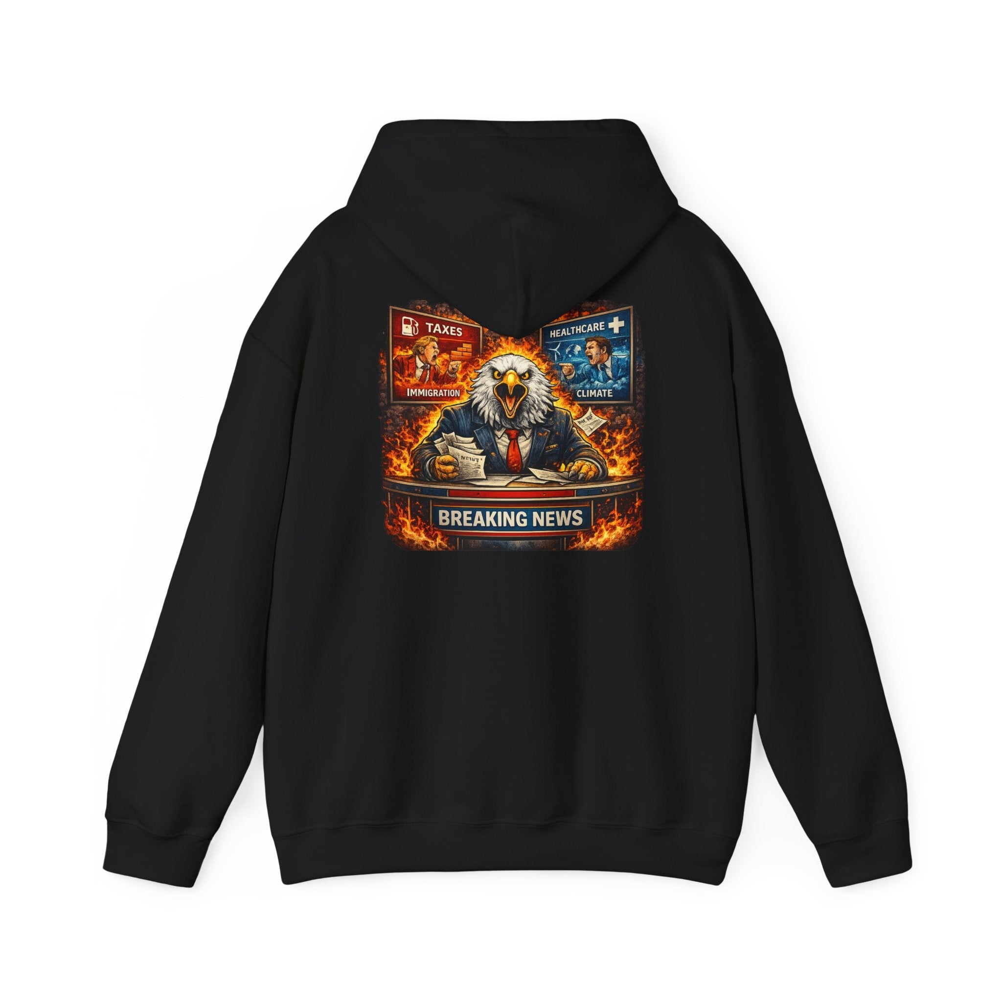 Hoodie — 'Breaking News' Eagle Anchor Graphic Pullover - Americas RAGING Politics