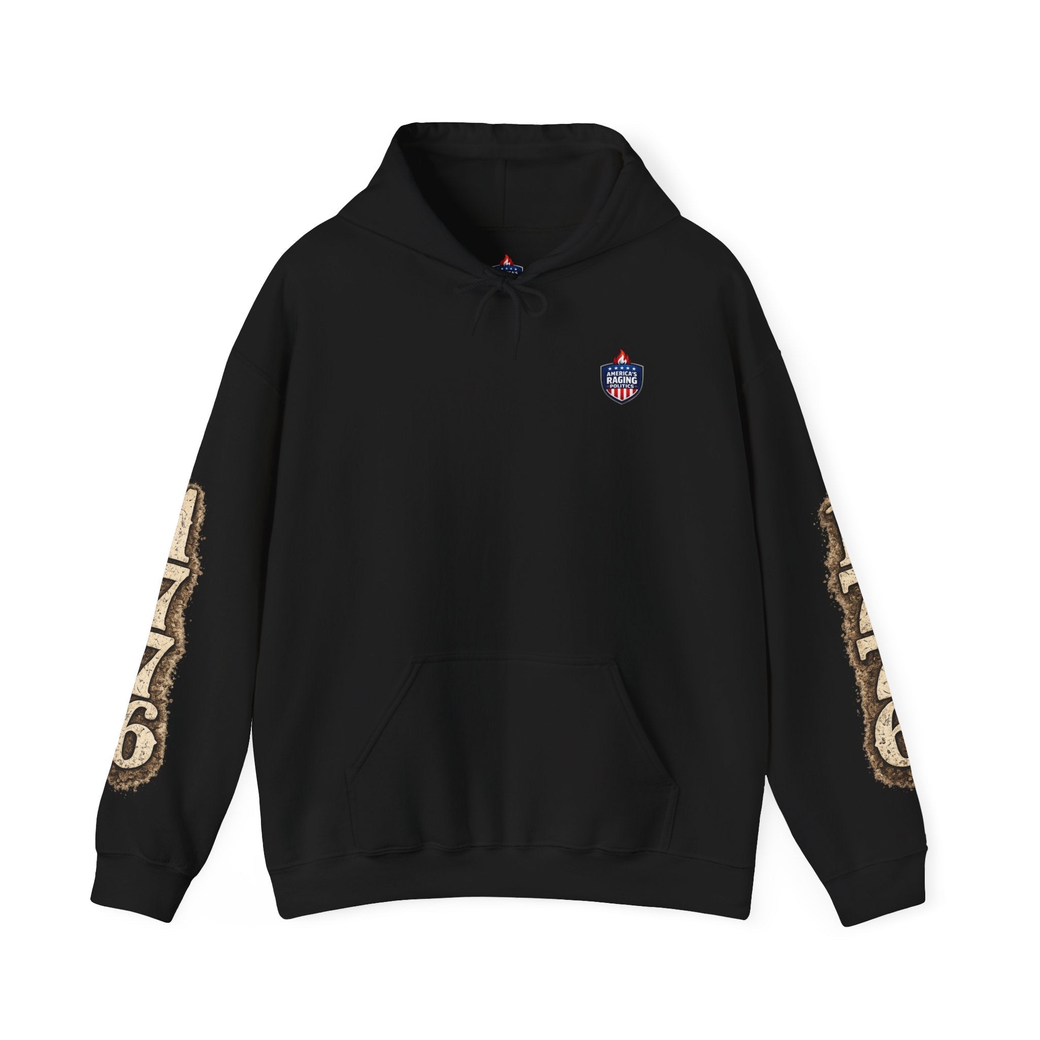 1776 Patriotic Hoodie – "Born 1776" American Flag Design - Americas RAGING Politics